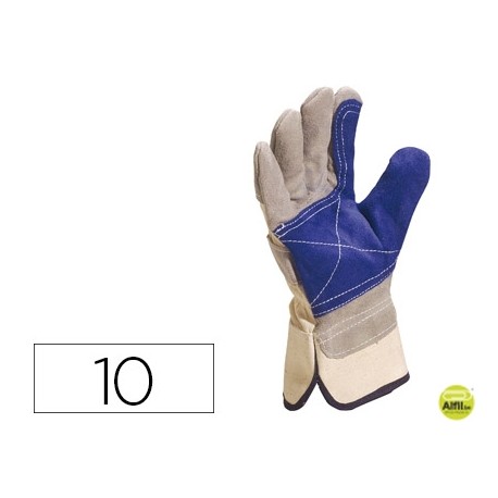 GUANTE DELTAPLUS DOCKER SERRAJE VACUNO REFORZADO IDEAL PARA TRABAJOS INTENSIVO COLOR GRIS-AZUL TALLA