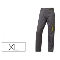 PANTALON DE TRABAJO DELTAPLUS CINTURA AJUSTABLE 5 BOLSILLOS COLOR GRIS VERDE TALLA XL
