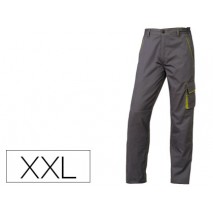 PANTALON DE TRABAJO DELTAPLUS CINTURA AJUSTABLE 5 BOLSILLOS COLOR GRIS VERDE TALLA XXL