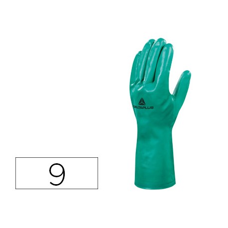 GUANTE DELTAPLUS TRATADO EN NITRILO FLOCADO DE ALGODON ESPECIAL PARA TRABAJOS CON LIQUIDOS QUIMICOS