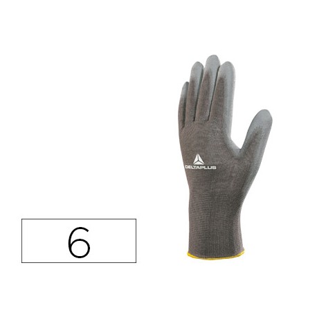 GUANTE DELTAPLUS POLIESTER ANTIDESLIZANTE LAVABLE ESPECIAL PARA MANIPULACION Y MANUTENCION GRIS TALL