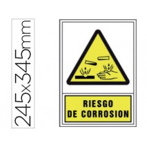 PICTOGRAMA SYSSA SEÑAL DE ADVERTENCIA RIESGO DE CORROSION EN PVC 245X345 MM