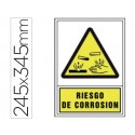 PICTOGRAMA SYSSA SEÑAL DE ADVERTENCIA RIESGO DE CORROSION EN PVC 245X345 MM