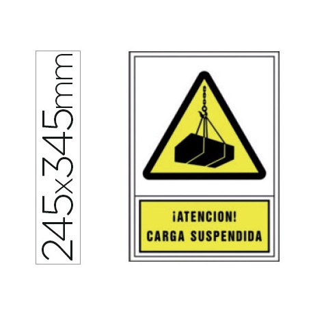 PICTOGRAMA SYSSA SEÑAL DE ADVERTENCIA ATENCION! CARGA SUSPENDIDA EN PVC 245X345 MM