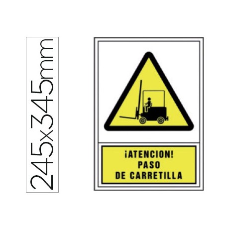 PICTOGRAMA SYSSA SEÑAL DE ADVERTENCIA ATENCION! PASO DE CARRETILLA EN PVC 245X345 MM