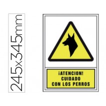PICTOGRAMA SYSSA SEÑAL DE ADVERTENCIA ATENCION! CUIDADO CON LOS PERROS EN PVC 245X345 MM