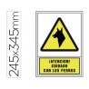 PICTOGRAMA SYSSA SEÑAL DE ADVERTENCIA ATENCION! CUIDADO CON LOS PERROS EN PVC 245X345 MM
