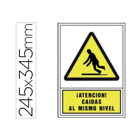 PICTOGRAMA SYSSA SEÑAL DE ADVERTENCIA ATENCION! CAIDAS AL MISMO NIVEL EN PVC 245X345 MM