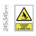 PICTOGRAMA SYSSA SEÑAL DE ADVERTENCIA ATENCION! CAIDAS AL MISMO NIVEL EN PVC 245X345 MM