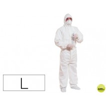 TRAJE DE SEGURIDAD DELTAPLUS POLIPROPILENO CON CAPUCHA DE UN SOLO USO COLOR BLANCO TALLA L