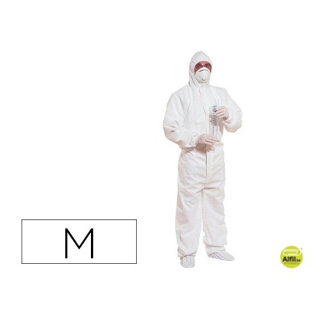 TRAJE DE SEGURIDAD DELTAPLUS POLIPROPILENO CON CAPUCHA DE UN SOLO USO COLOR BLANCO TALLA M