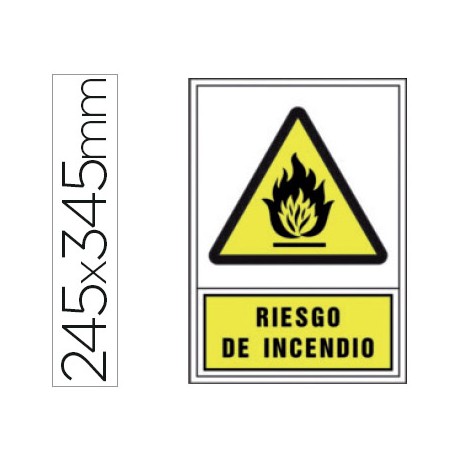 PICTOGRAMA SYSSA SEÑAL DE ADVERTENCIA RIESGO DE INCENDIOEN PVC 245X345 MM