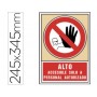 PICTOGRAMA SYSSA SEÑAL DE PROHIBICION ALTO ACCESIBLE SOLO A PERSONAL AUTORIZADO EN PVC 245X345 MM