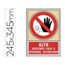 PICTOGRAMA SYSSA SEÑAL DE PROHIBICION ALTO ACCESIBLE SOLO A PERSONAL AUTORIZADO EN PVC 245X345 MM