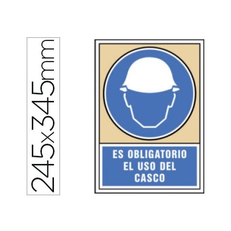 PICTOGRAMA SYSSA SEÑAL DE OBLIGACION ES OBLIGATORIO EL USO DE CASCO EN PVC 245X345 MM