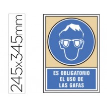 PICTOGRAMA SYSSA SEÑAL DE OBLIGACION ES OBLIGATORIO EL USO DE LAS GAFAS EN PVC 245X345 MM