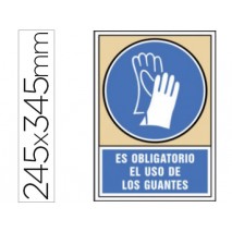 PICTOGRAMA SYSSA SEÑAL DE OBLIGACION ES OBLIGATORIO EL USO DE LOS GUANTES EN PVC 245X345 MM
