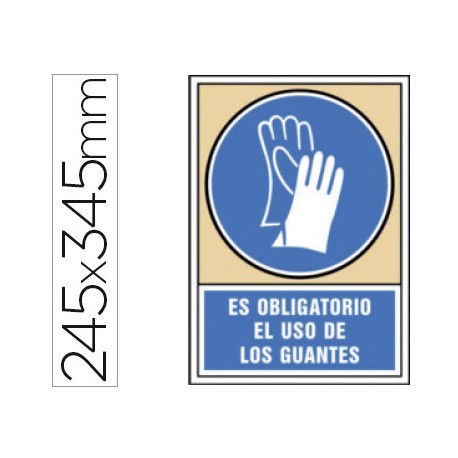 PICTOGRAMA SYSSA SEÑAL DE OBLIGACION ES OBLIGATORIO EL USO DE LOS GUANTES EN PVC 245X345 MM