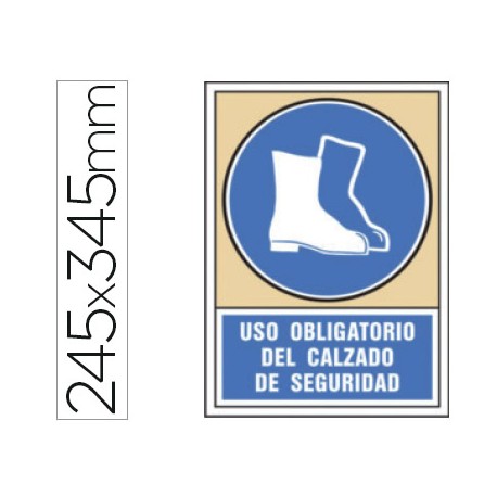 PICTOGRAMA SYSSA SEÑAL DE OBLIGACION USO OBLIGATORIO DEL CALZADO DE SEGURIDAD EN PVC 245X345 MM
