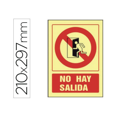 PICTOGRAMA SYSSA SEÑAL DE NO HAY SALIDA EN PVC FOTOLUMINISCENTE 210X297 MM