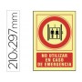 PICTOGRAMA SYSSA SEÑAL DE NO UTILIZAR EN CASO DE EMERGENCIA EN PVC FOTOLUMINISCENTE 210X297 MM
