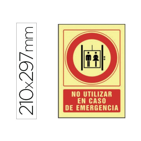 PICTOGRAMA SYSSA SEÑAL DE NO UTILIZAR EN CASO DE EMERGENCIA EN PVC FOTOLUMINISCENTE 210X297 MM