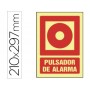 PICTOGRAMA SYSSA SEÑAL DE PULSADOR DE ALARMA EN PVC FOTOLUMINISCENTE 210X297 MM