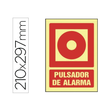 PICTOGRAMA SYSSA SEÑAL DE PULSADOR DE ALARMA EN PVC FOTOLUMINISCENTE 210X297 MM