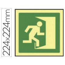 PICTOGRAMA SYSSA SEÑAL DE SALIDA DE EMERGENCIA DERECHA EN PVC FOTOLUMINISCENTE 224X224 MM