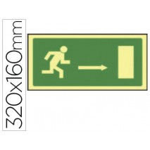 PICTOGRAMA SYSSA SEÑAL DE SALIDA EMERGENCIA FLECHA DERECHA EN PVC FOTOLUMINISCENTE 320X160 MM