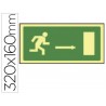 PICTOGRAMA SYSSA SEÑAL DE SALIDA EMERGENCIA FLECHA DERECHA EN PVC FOTOLUMINISCENTE 320X160 MM