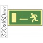 PICTOGRAMA SYSSA SEÑAL DE SALIDA EMERGENCIA FLECHA IZQUIERDA EN PVC FOTOLUMINISCENTE 320X160 MM