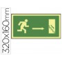 PICTOGRAMA SYSSA SEÑAL DE SALIDA EMERGENCIA DERECHA ESCALERA BAJANDO EN PVC FOTOLUMINISCENTE 320X160