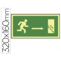PICTOGRAMA SYSSA SEÑAL DE SALIDA EMERGENCIA DERECHA ESCALERA BAJANDO EN PVC FOTOLUMINISCENTE 320X160
