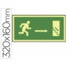 PICTOGRAMA SYSSA SEÑAL DE SALIDA EMERGENCIA DERECHA ESCALERA BAJANDO EN PVC FOTOLUMINISCENTE 320X160