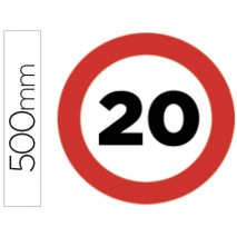 PICTOGRAMA SYSSA SEÑAL VIAL VELOCIDAD MAXIMA 20KM POR HORAEN ACERO GALVANIZADO 500 MM