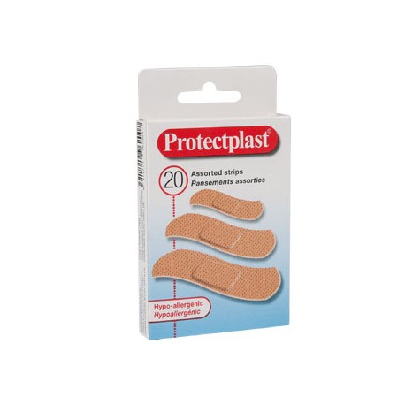 TIRA PROTECTORA PROTECPLAST FLEXIBLES PARA HERIDAS Y CORTES PACK DE 20 UNIDADES TRES TAMAÑOS SURTIDO