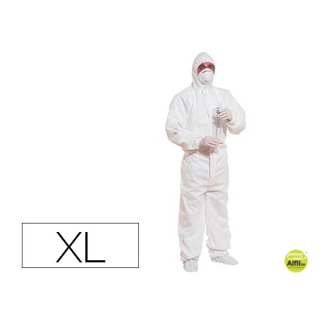 TRAJE DE SEGURIDAD DELTAPLUS POLIPROPILENO CON CAPUCHA DE UN SOLO USO COLOR BLANCO TALLA XL