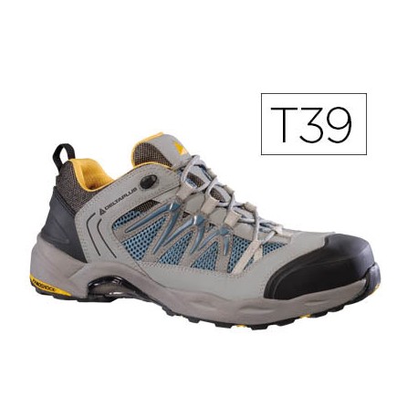 ZAPATOS DE SEGURIDAD DELTAPLUS X-RUN DE PIEL SERRAJE NOBUCK PUNTERA Y SUELA COMPOSITE GRIS-NARANJA T