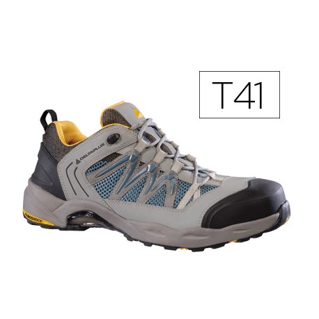 ZAPATOS DE SEGURIDAD DELTAPLUS X-RUN DE PIEL SERRAJE NOBUCK PUNTERA Y SUELA COMPOSITE GRIS-NARANJA T