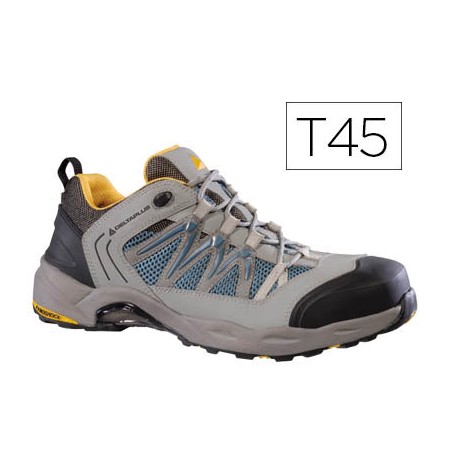 ZAPATOS DE SEGURIDAD DELTAPLUS X-RUN DEL PIEL SERRAJE NOBUCK PUNTERA Y SUELA COMPOSITE GRIS-NARANJA