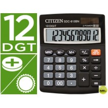 CALCULADORA CITIZEN SOBREMESA SDC-812 BN ECO EFICIENTE SOLAR Y A PILAS 12 DIGITOS 124 X 102 X 25 MM
