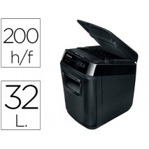 DESTRUCTORA DE DOCUMENTOS FELLOWES AUTOMAX 200C CAPACIDAD DE CORTE 200 HOJAS DESTRUYE GRAPAS CLIP Y