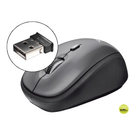 RATON TRUST OPTICO 1600 DPI INALAMBRICO NANO RECEPTOR USB 2,4 GHZ NEGRO