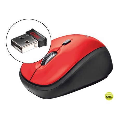 RATON TRUST OPTICO 1600 DPI INALAMBRICO NANO RECEPTOR USB 2,4 GHZ ROJO