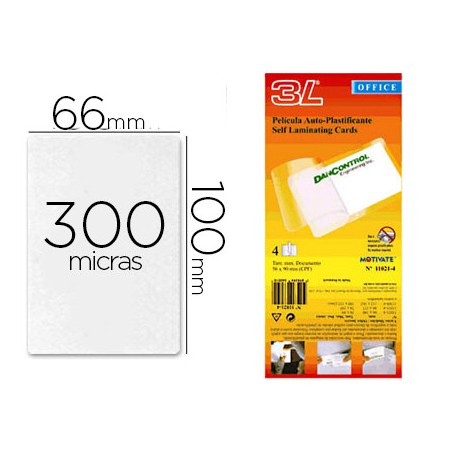 BOLSA DE PLASTIFICAR 3L OFFICE MANUAL EN FRIO 300 MC 66X100 MM
