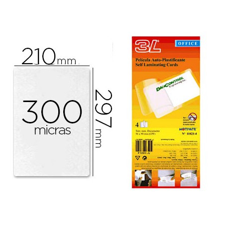 BOLSA DE PLASTIFICAR 3L OFFICE MANUEL EN FRIO 300 MC DIN A4 PACK 10 UNIDADES