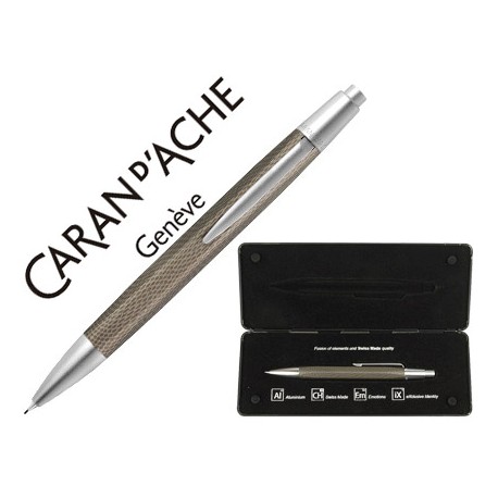 PORTAMINAS CARAN D'ACHE ALCHEMIX 0,7 MM CUERPO PIEL DE REPTIL ADORNOS CROMADOS BRILLANTES CON ESTUCH