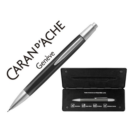 PORTAMINAS CARAN D'ACHE ALCHEMIX 0,7 MM CUERPO CAUCHO ADORNOS CROMADOS BRILLANTES CON ESTUCHE