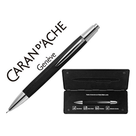 PORTAMINAS CARAN D'ACHE ALCHEMIX 0,7 MM CUERPO GRAFITO ADORNOS CROMADOS BRILLANTES CON ESTUCHE